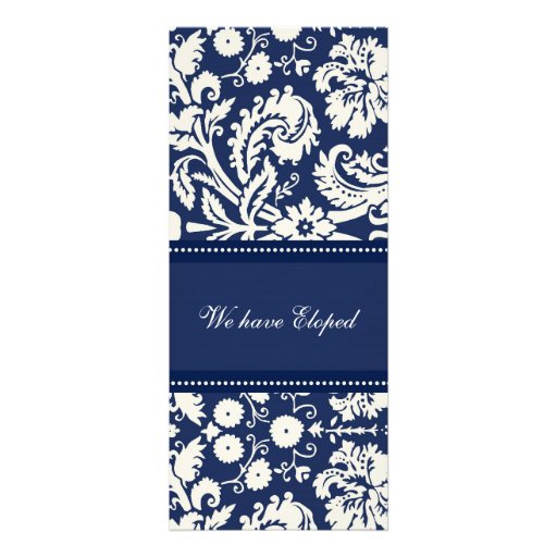 Blue Damask Elopement Announcement Cards