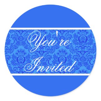 Blue Damask Envelope Seal sticker
