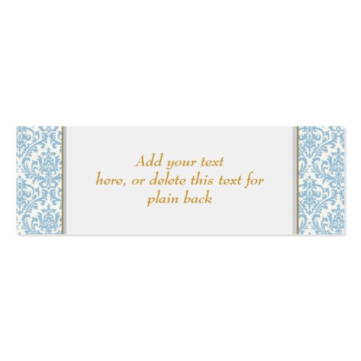 Blue Damask Gold Cross Bomboniere Tags Business Card Template (back side)