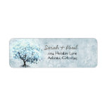 Blue Damask Heart Leaf Tree Wedding Return Labels labels