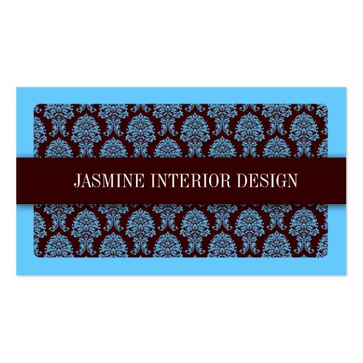 Blue Damask Interior Design Business Card (front side)
