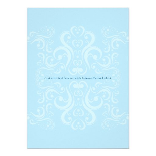 Blue Damask Monogram Baptism/Christening Invitation