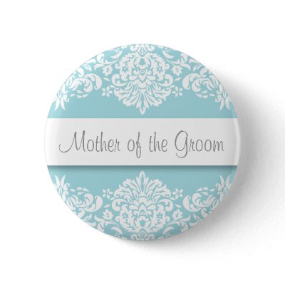 Blue Damask Mother of the Groom Button