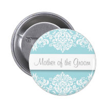 Blue Damask Mother of the Groom Button buttons