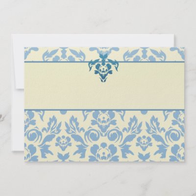Blue Damask on Cream Background Wedding Announcement by vectortopia