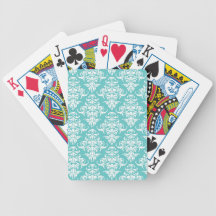 Blue damask pattern vintage girly chic chandelier poker deck