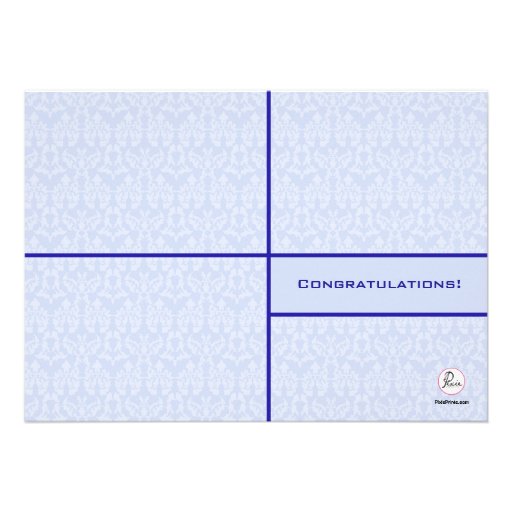 Blue Damask Photo Graduation Invitation