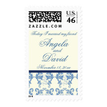Blue Damask Postage