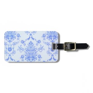 Blue Damask Print Tags For Bags