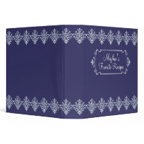 Blue Damask Recipe Book Vinyl Binder