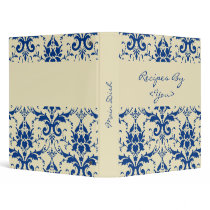 Blue Damask Recipe Book Binder