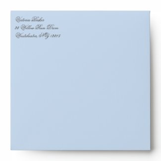 Blue Damask Return Address Envelope for 5