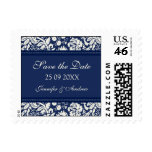 Blue Damask Save the Date Wedding Stamps