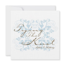 Blue Damask Swirls Tying The Knot Wedding Invite invitations