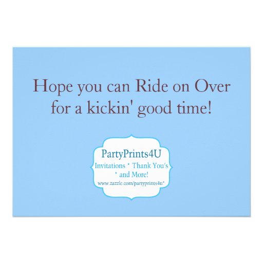 Blue Damask, Tan Chevron Cowgirl Birthday Party Personalized Invite