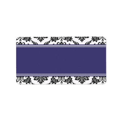 Blue Damask Wedding Address Labels