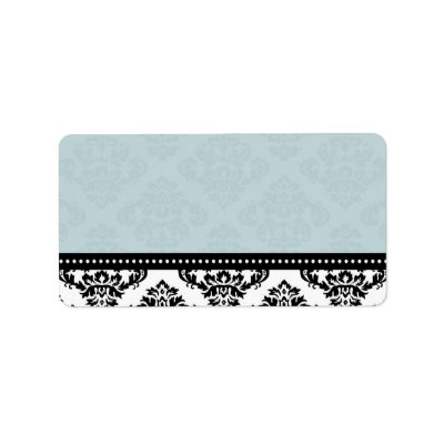 Blue Damask Wedding Address Labels
