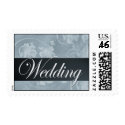 Blue damask wedding postage stamps