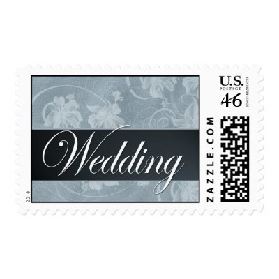 Blue damask wedding postage stamps by perfectpostage