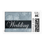 Blue damask wedding postage stamps