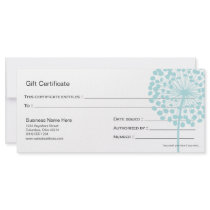 Blue Dandelion Flower Gift Certificate Design 4 Custom Rack Card