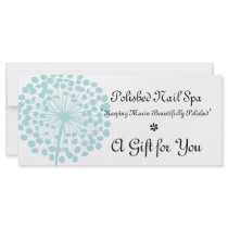 Blue Dandelion Flower Gift Certificate Rack Card Design