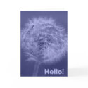 Blue Dandelion Hello! Card (Blank Inside)