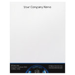 Blue Dashlight on Black Border Letterhead Template