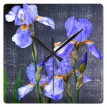 Blue Day Irises Wallclocks