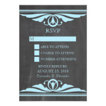 Blue Deco Chalkboard Response Card