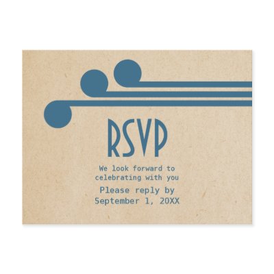 Blue Deco Chic RSVP Postcard