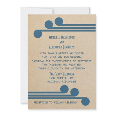 Blue Deco Chic Wedding Invite