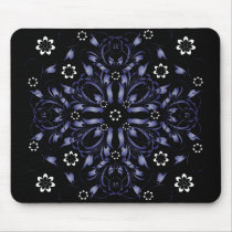 blue decorative floral pattern mousepads
