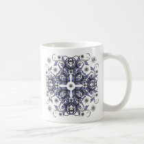 blue decorative floral pattern mugs by VioDeSign blue decorative floral pattern mugs