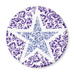 blue decorative floral star refrigerator magnets