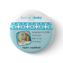 Blue Delight Birth Announcement Button by minkideluxe Blue Delight Birth Announcement Button
