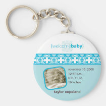 Blue Delight Birth Announcement Keychain