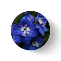 Blue Delphinium flower button pin buttons