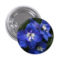 Blue Delphinium flower button pin