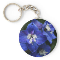Blue Delphinium flower keychain