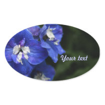 Blue Delphinium flower oval custom stickers stickers