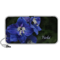 Blue Delphinium flower portable Doodle speaker speakers