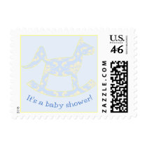 Blue Demask Baby Shower Postage