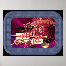 Blue Denim Frame Template Posters