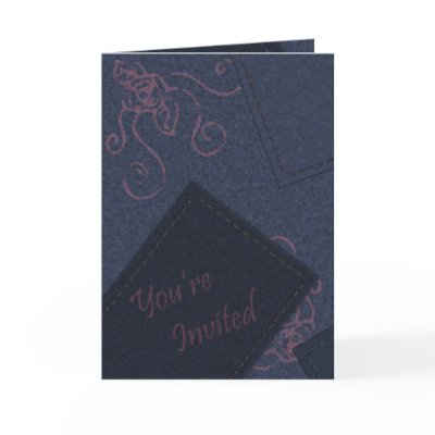 Blue Denim Invitation Greeting Card by Inspirewood_Prints