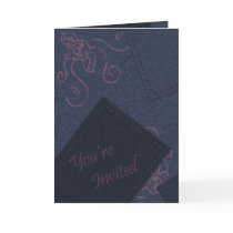 Blue Denim Invitation cards by Inspirewood_Prints Blue Denim Invitation cards