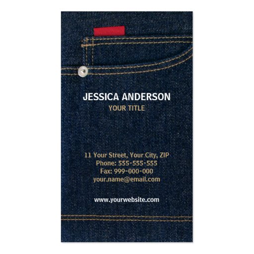 Blue Denim Jeans business card (front side)