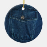 Blue Denim Pocket Christmas Tree Ornaments