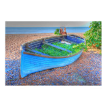 Blue Deserted Fishing Boat posters