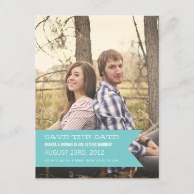 Blue Design Photo Save The Date Post Cards